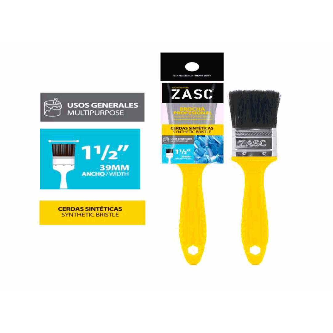 ZASC Professional Paint Brush 1 ½" Synthetic Bristle