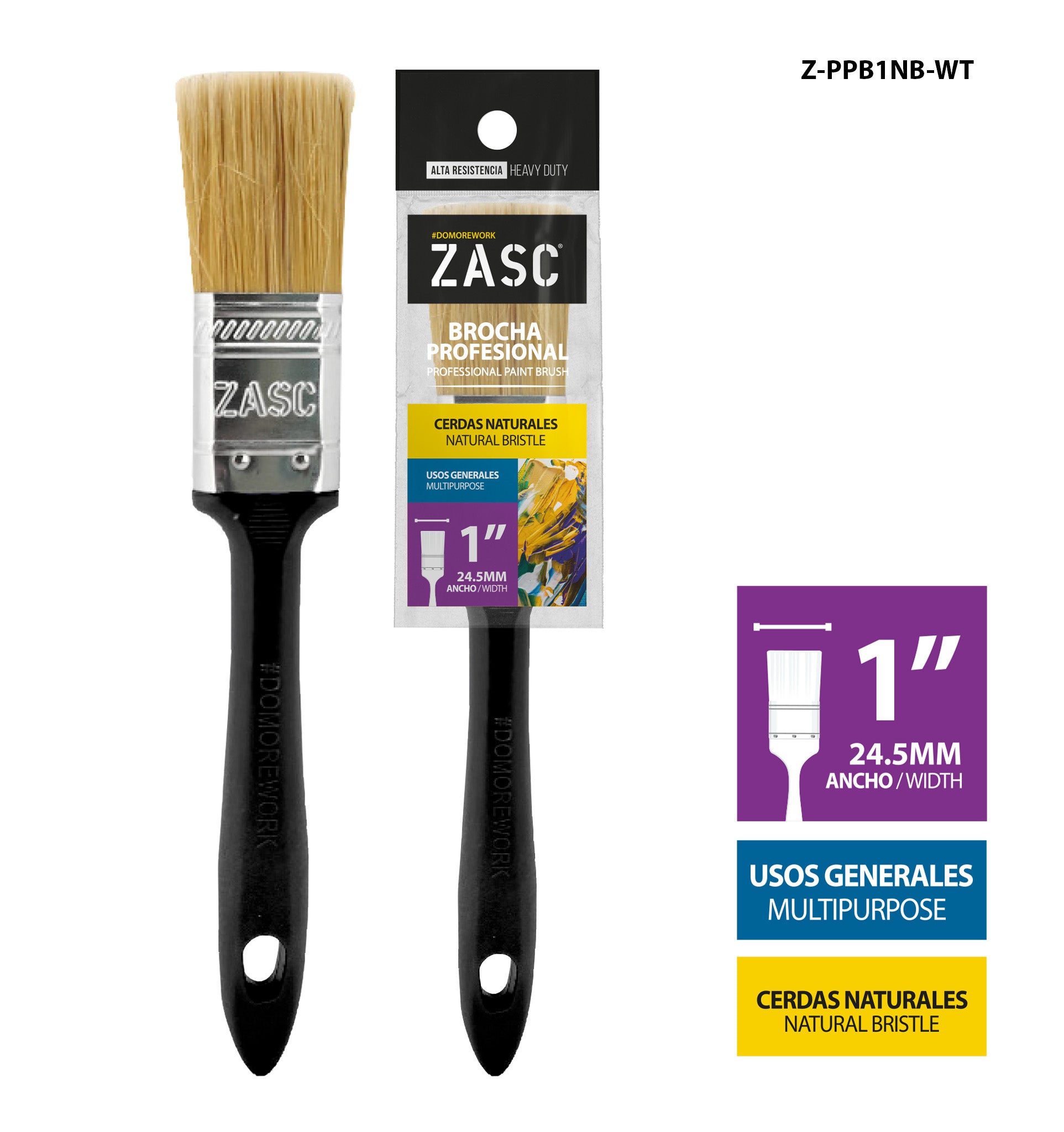 Brocha Profesional 1" ZASC / Z-PPB1NB-WT