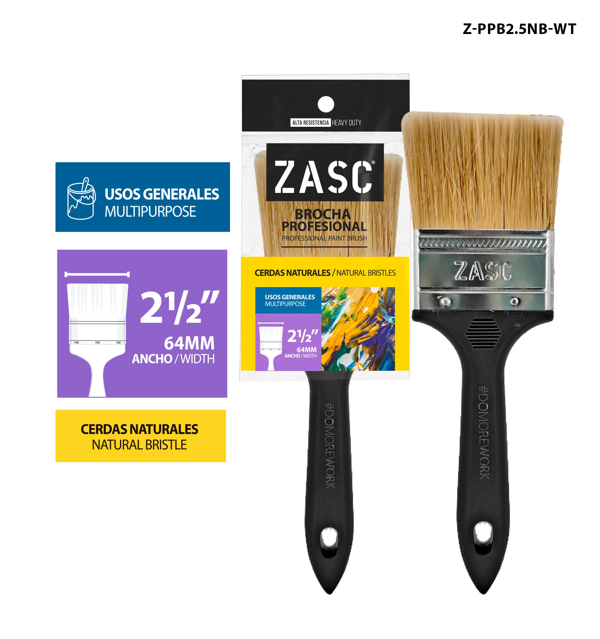 Brocha Profesional 2.5" ZASC / Z-PPB2.5NB-WT