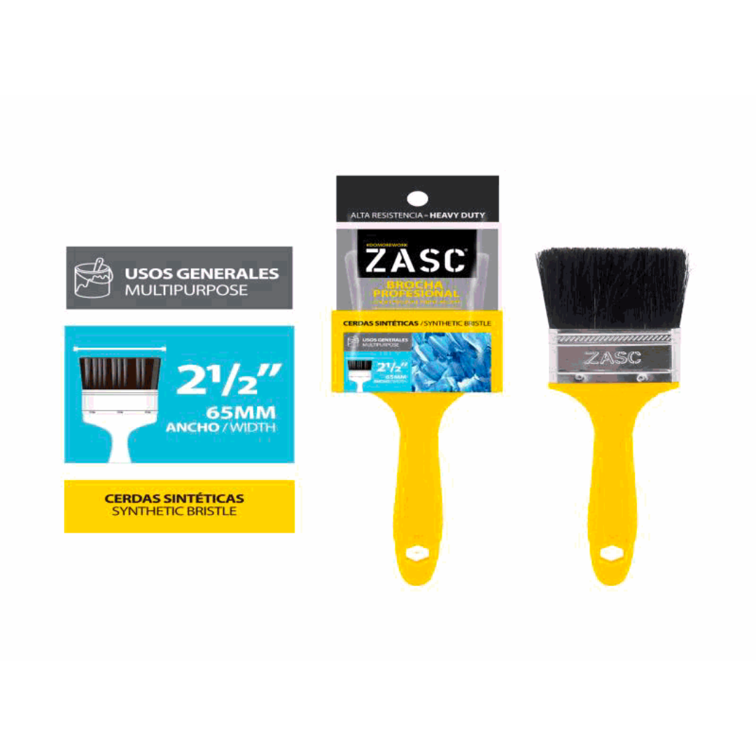 ZASC Professional Paint Brush 2 ½" Synthetic Bristle