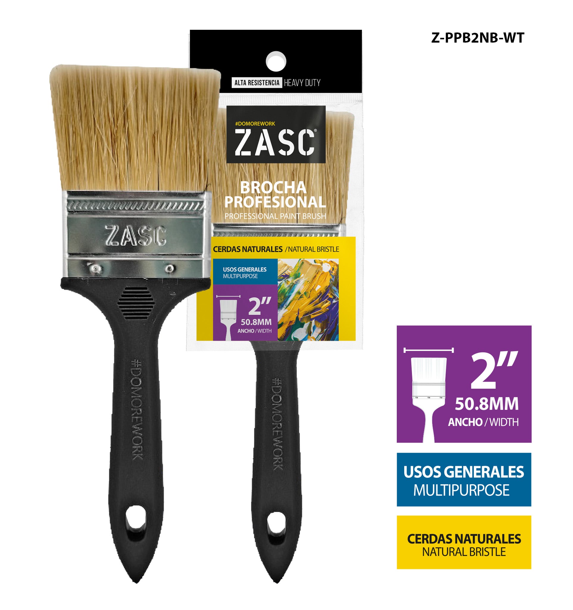 Brocha Profesional 2" ZASC / Z-PPB2NB-WT