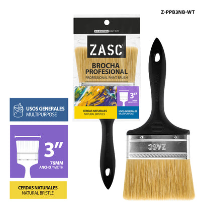 Professional Paint Brush 3" ZASC / Z-PPB3NB-WT