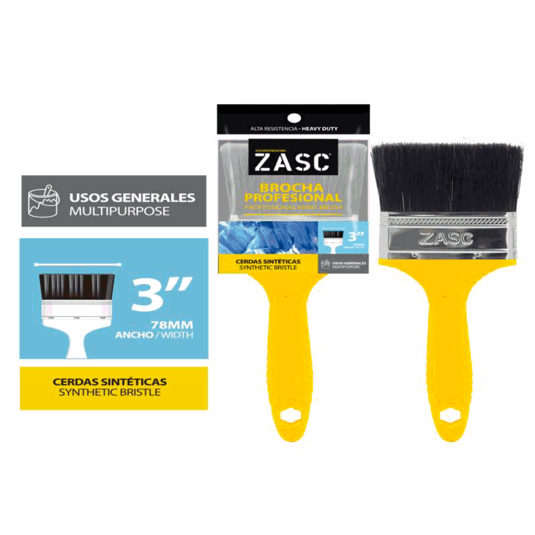 ZASC Professional Paint Brush 3" Synthetic Bristle