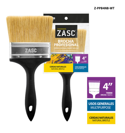 Professional Paint Brush 4" ZASC / Z-PPB4NB-WT