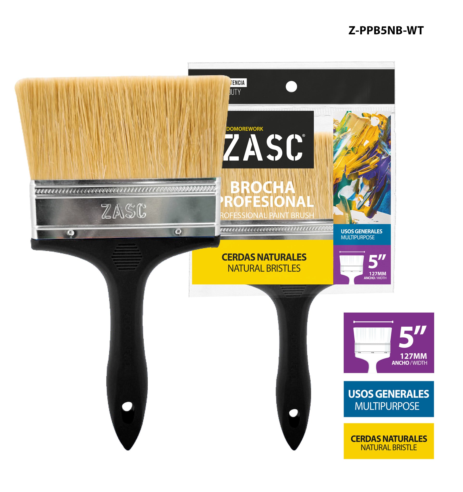 Brocha Profesional 5" ZASC / Z-PPB5NB-WT