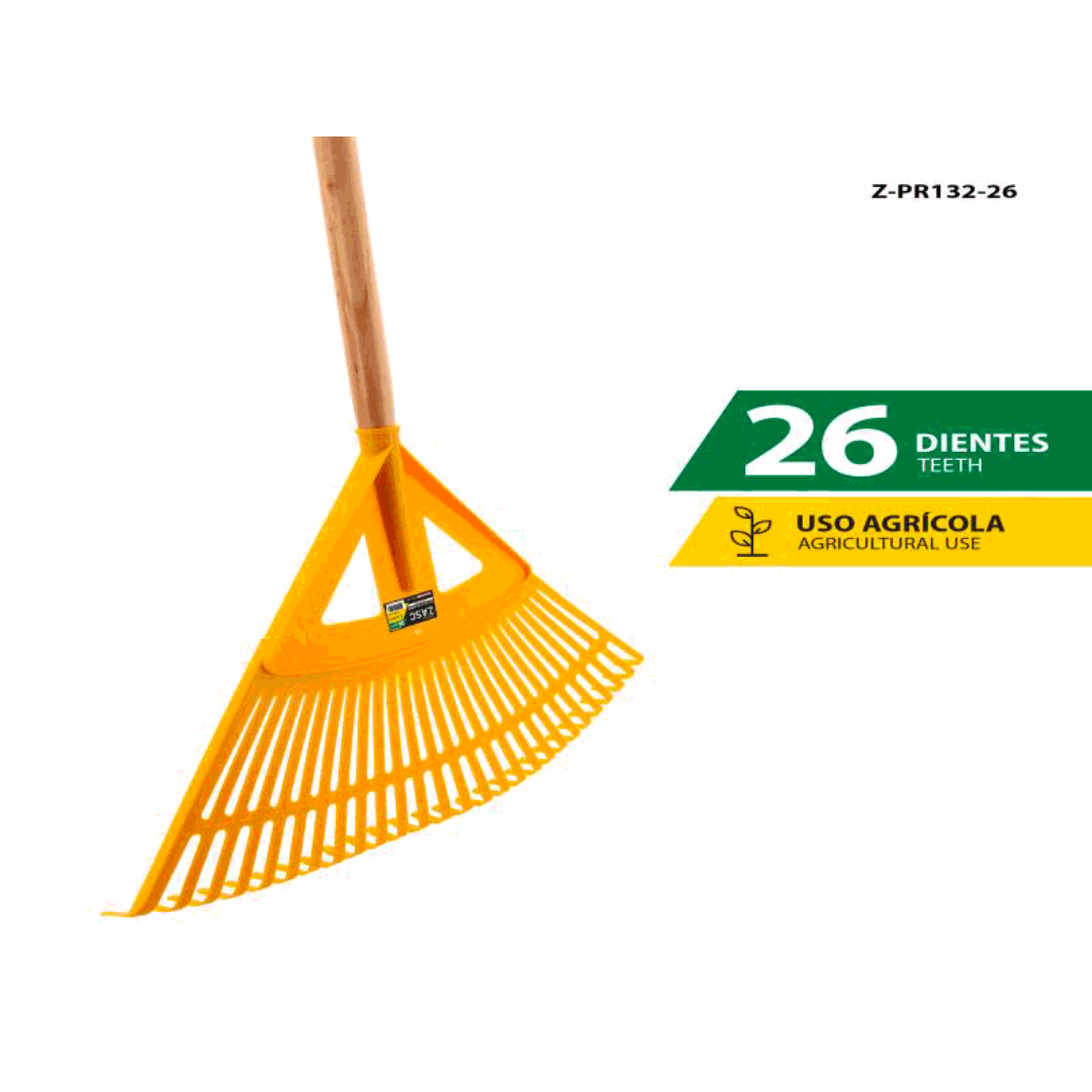 ZASC Agricultural Rake 26 Teeth with Wooden Handle