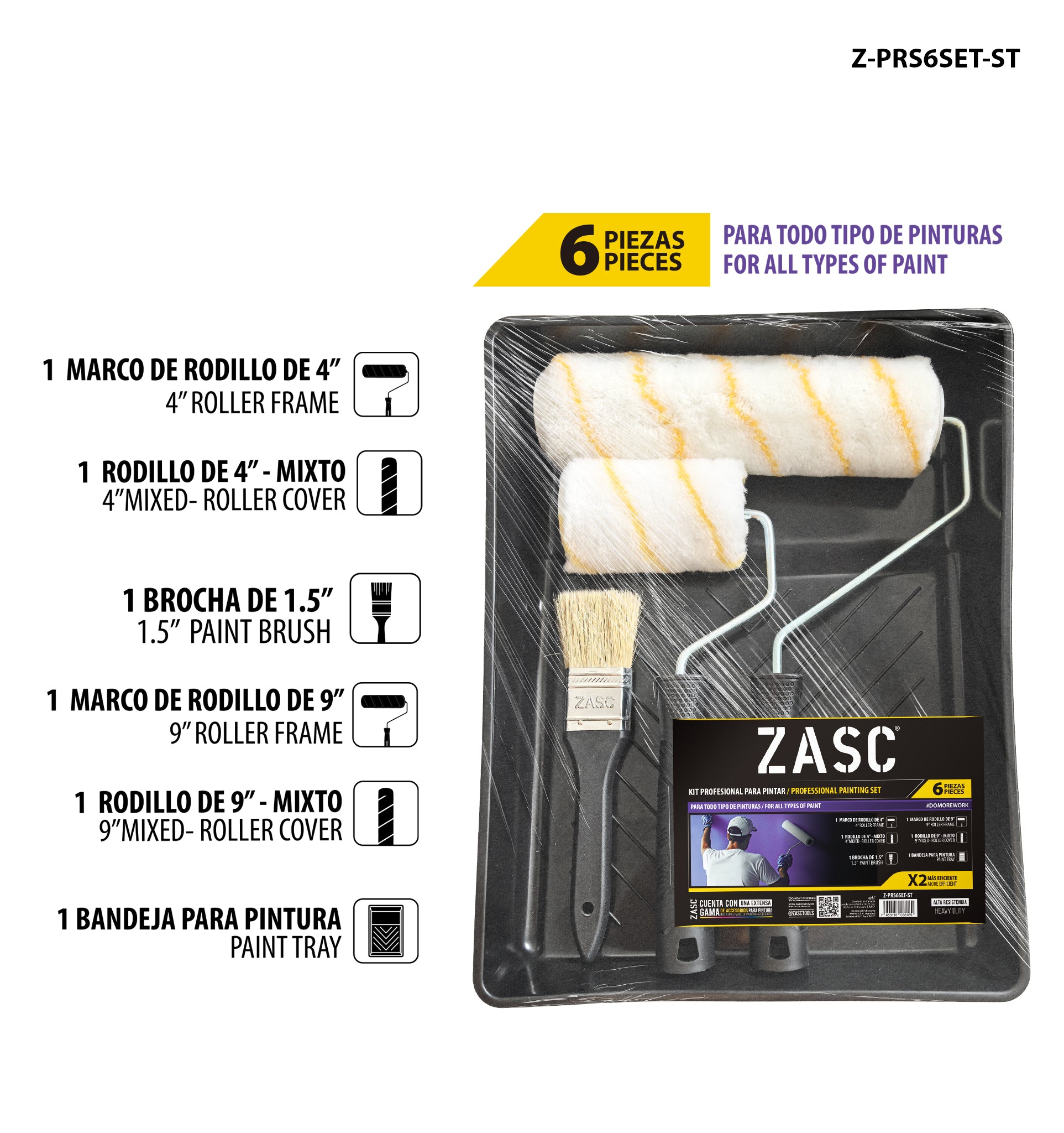 Set para Pintar 6 Piezas ZASC / Z-PRS6SET-ST