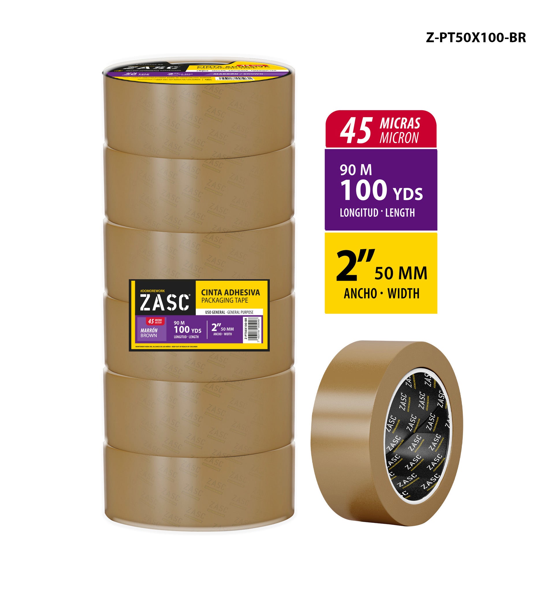 Cinta Adhesiva Marrón ZASC / Z-PT50X100-BR