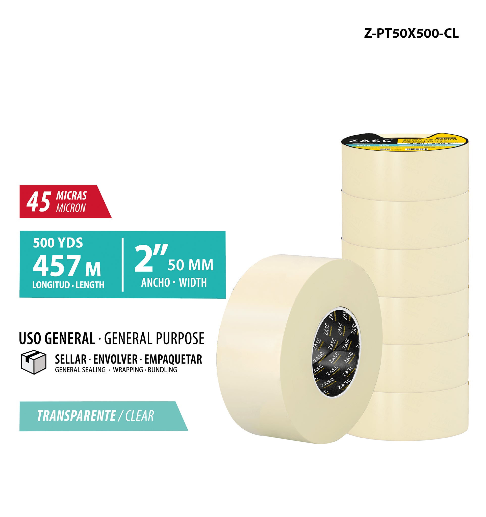 Cinta Adhesiva Transparente ZASC / Z-PT50X500-CL