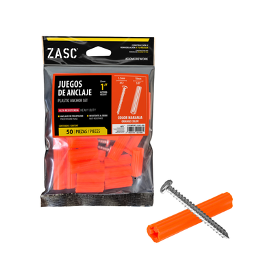 Orange Plastic Anchor Set Zasc / Z-PWPSET-12X1-OG