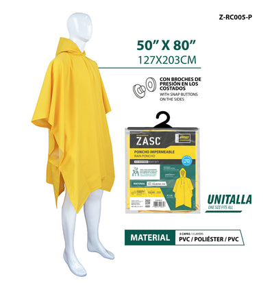 Poncho Impermeable Unitalla ZASC / Z-RC005-P