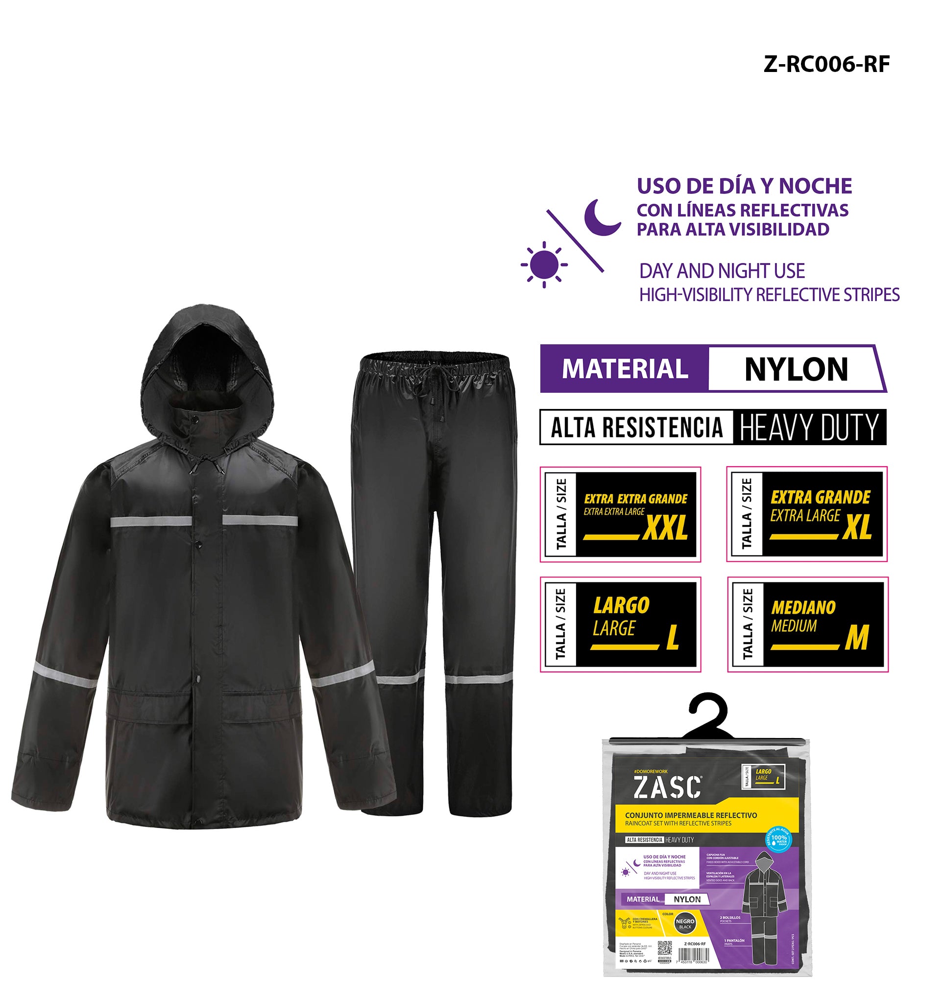 Reflective Rain Suit Black ZASC / Z-RC006-RF