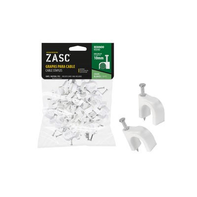 Grapas Cable Blanco 10mm ZASC / Z-RCS-10-WT
