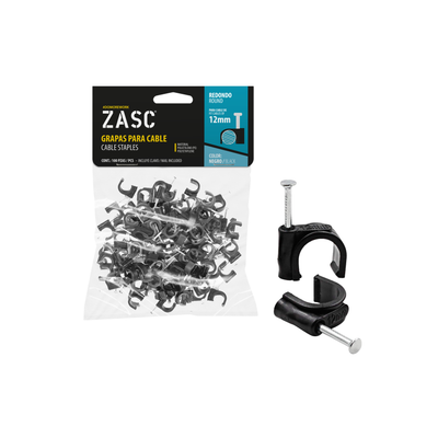 Grapas Cable Negro 12mm ZASC / Z-RCS-12-BK