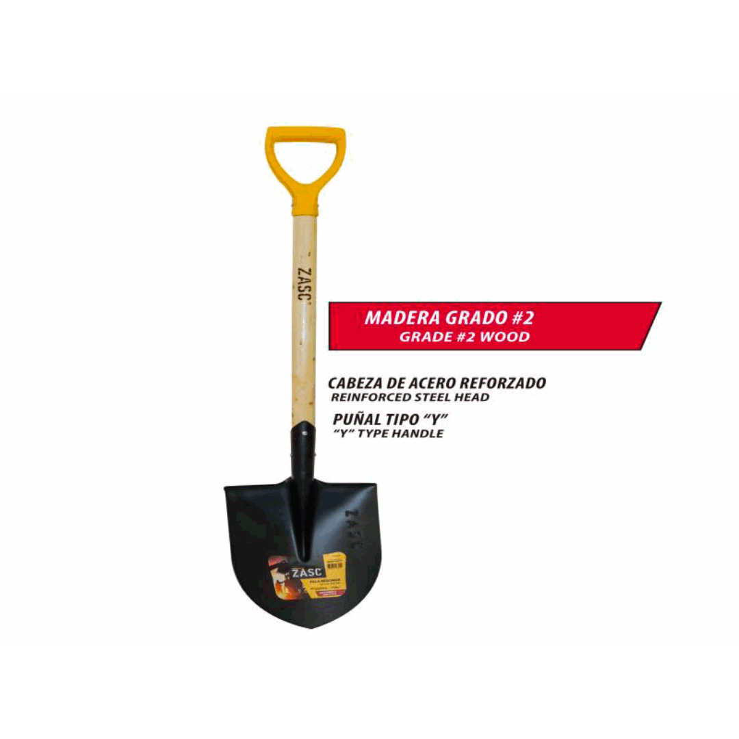 ZASC Round Point Shovel with Y-Type Handle and #2 Wood