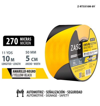 Cinta Reflectiva Amarillo/Negro ZASC / Z-RT5X10M-BY
