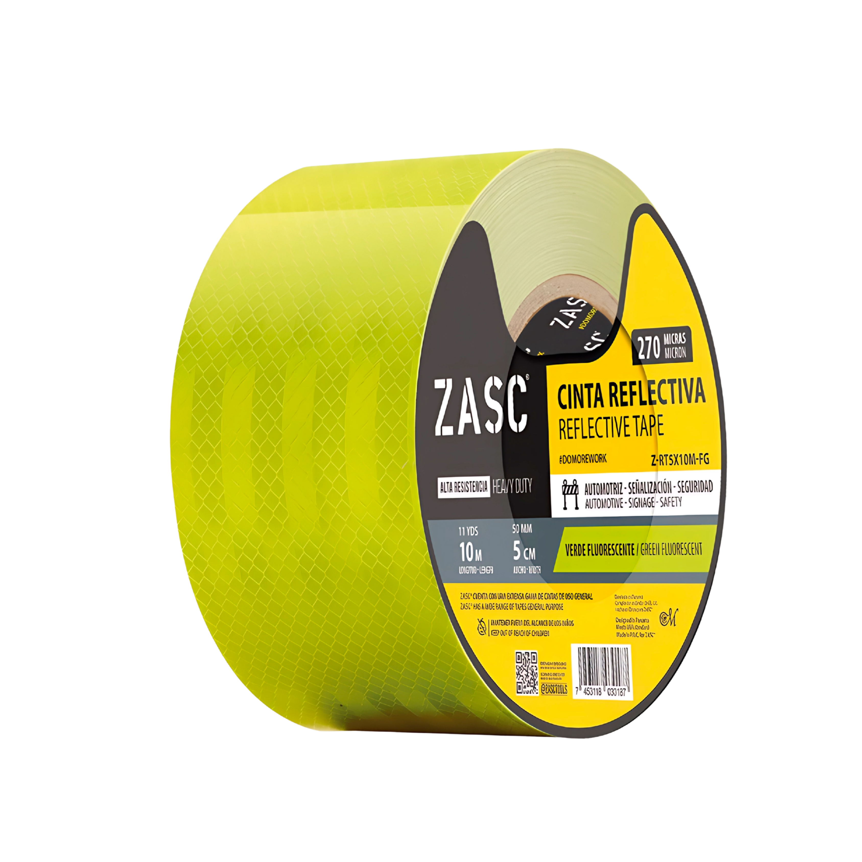 Cinta Reflectiva Verde Fluorescente ZASC / Z-RT5X10M-FG