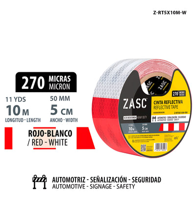 Red/White Reflective Tape ZASC / Z-RT5X10M-RW