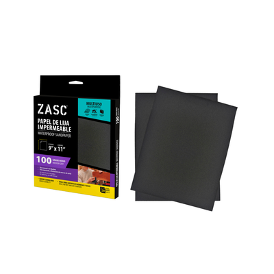 Papel Lija Impermeable 9x11 Grano 100 ZASC / Z-SAMS9X11-100