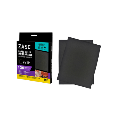 Papel Lija Impermeable 9x11 Grano 120 ZASC / Z-SAMS9X11-120
