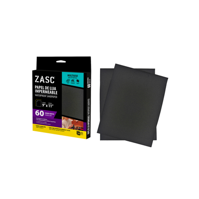 Papel Lija Impermeable 9x11 Grano 60 ZASC / Z-SAMS9X11-60