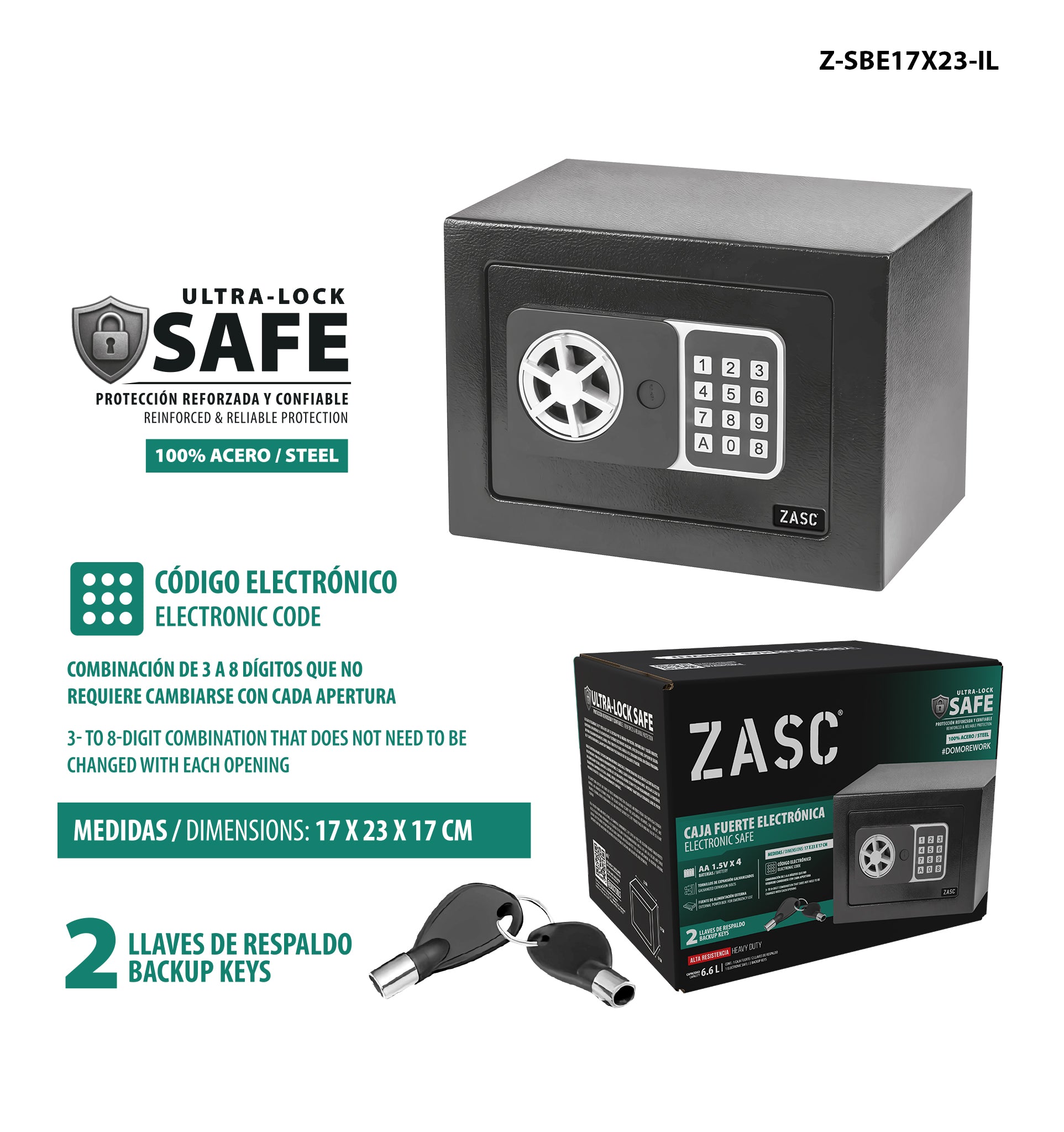 Caja Fuerte Electrónica ZASC / Z-SBE17X23-IL