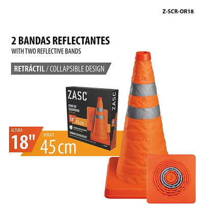 Cône de Sécurité Rétractable 18” ZASC / Z-SCR-OR18