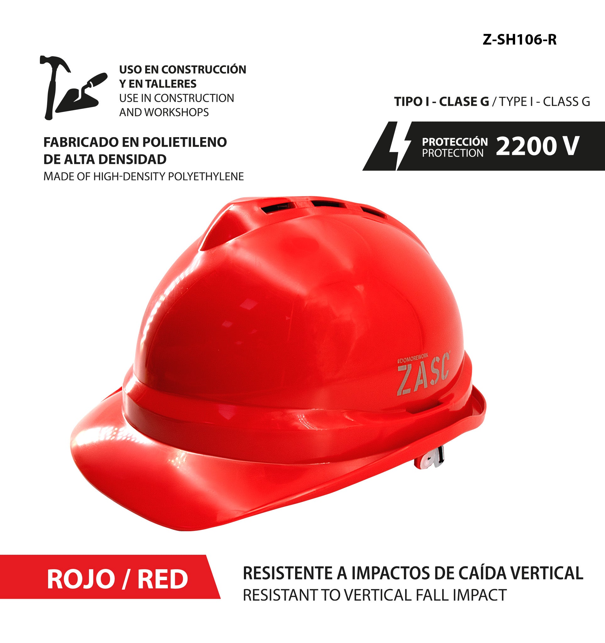 Safety Helmet 2200V Red ZASC / Z-SH106-R