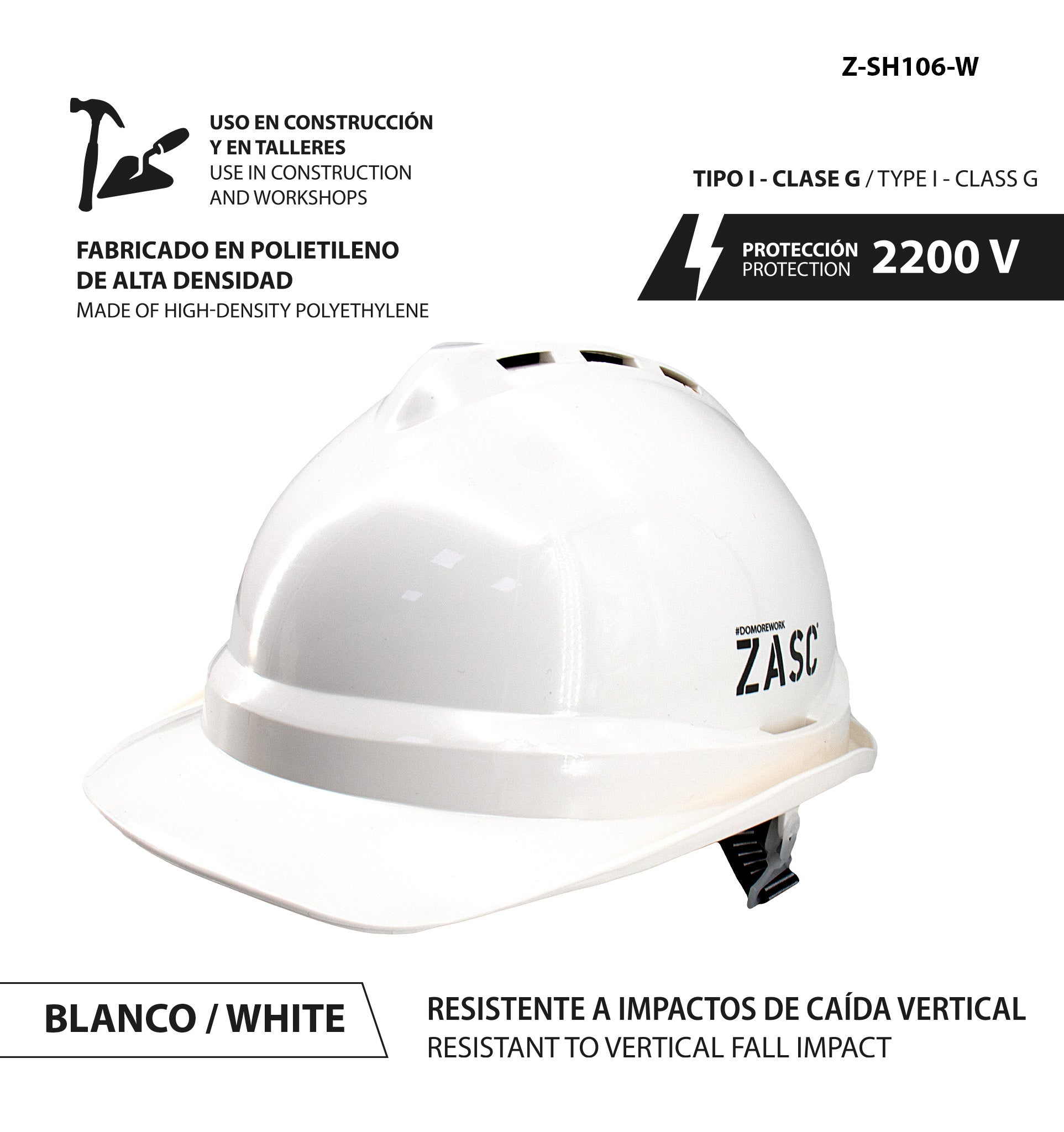 Safety Helmet 2200V White ZASC / Z-SH106-W