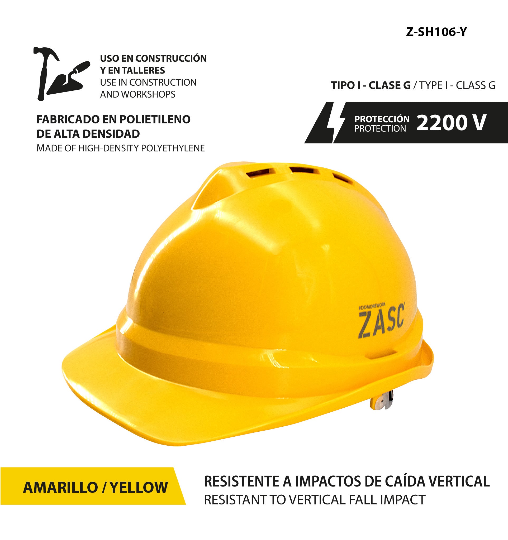 Safety Helmet 2200V Yellow ZASC / Z-SH106-Y