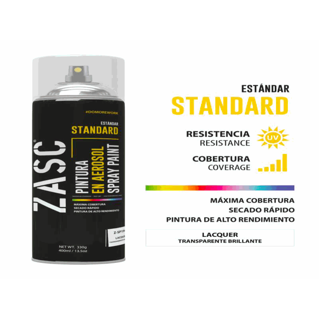 ZASC Standard Spray Paint Lacquer Gloss Finish Transparent 400ml