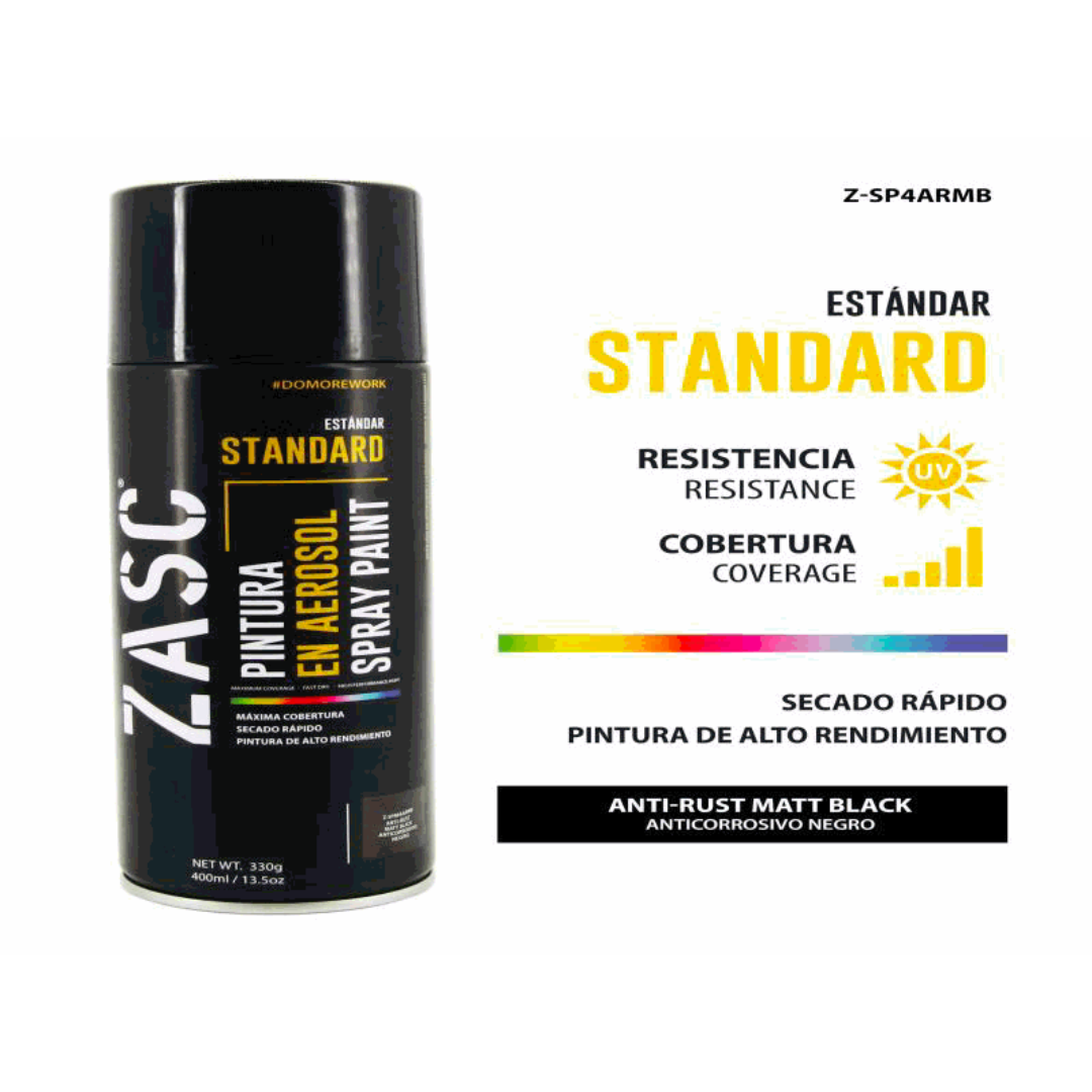 ZASC Standard Spray Paint Anti-Rust Matt Black 400ml
