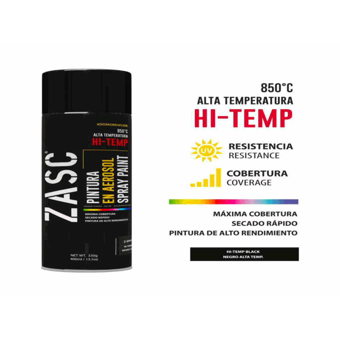ZASC Hi-Temp Spray Paint Black 400ml