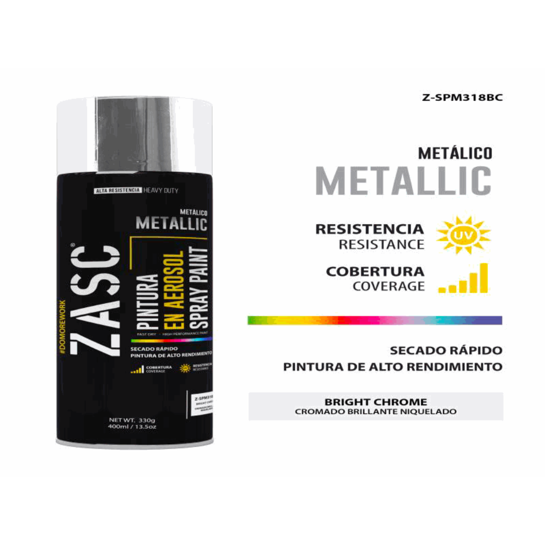 ZASC Metallic Spray Paint Bright Chrome 400ml