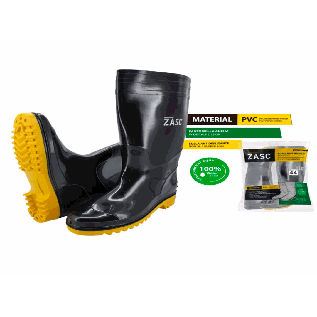 ZASC Waterproof PVC Work Boots with Non-Slip Sole Size 44
