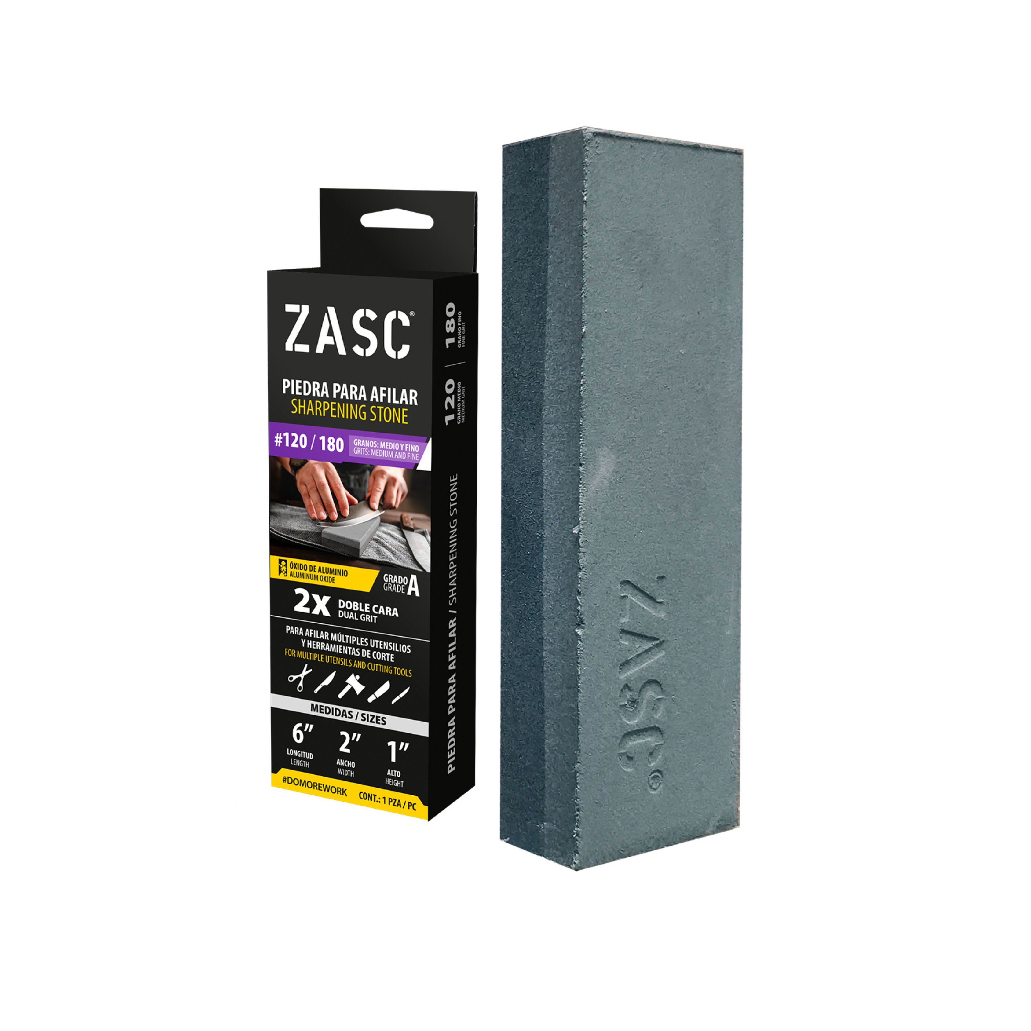 Piedra Afilar Doble Cara 6” ZASC / Z-ST180-120-6X2