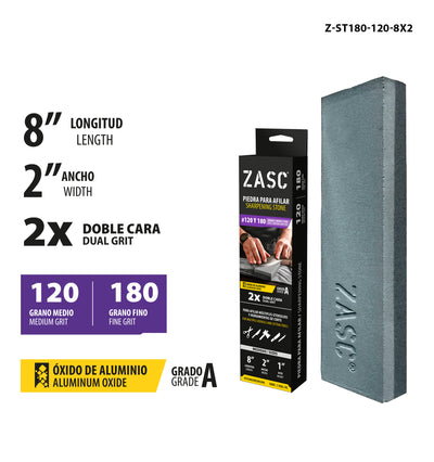 Double-Sided Sharpening Stone 8” ZASC / Z-ST180-120-8X2
