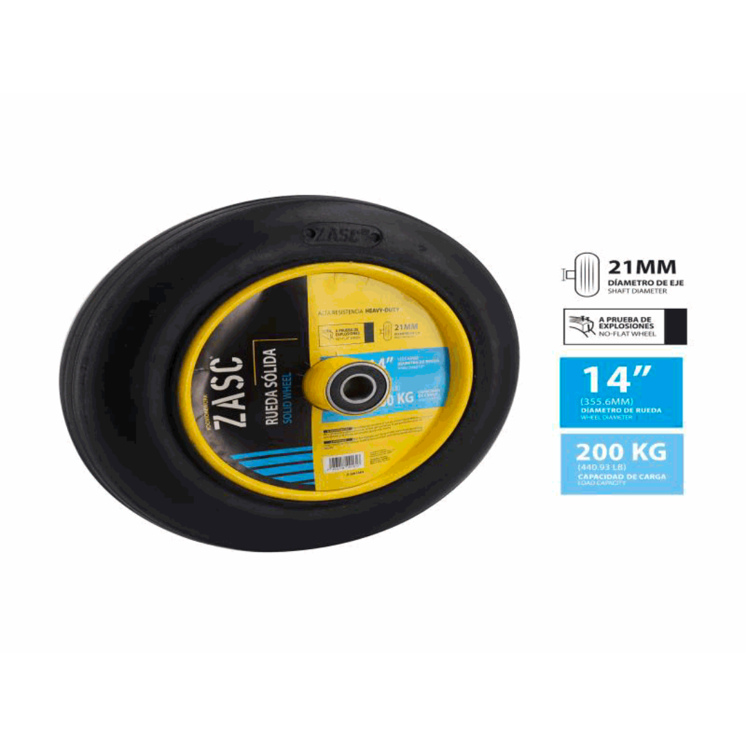 ZASC Solid Rubber Wheel 14" 200kg Capacity