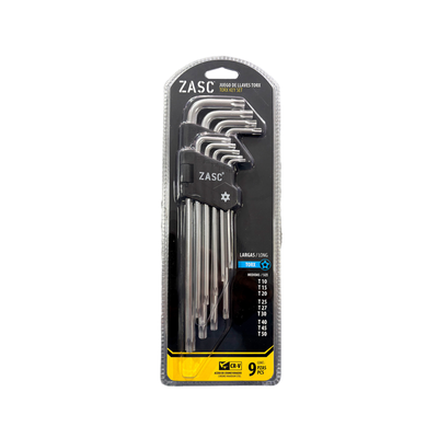 Jeu de Clés Torx Longues 9 pcs Zasc / Z-TKWS-CRV-L