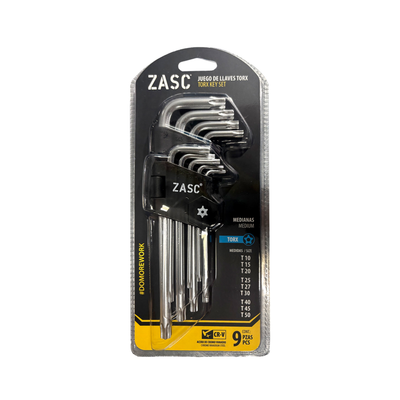 Jeu de Clés Torx Moyennes 9 pcs Zasc / Z-TKWS-CRV-M