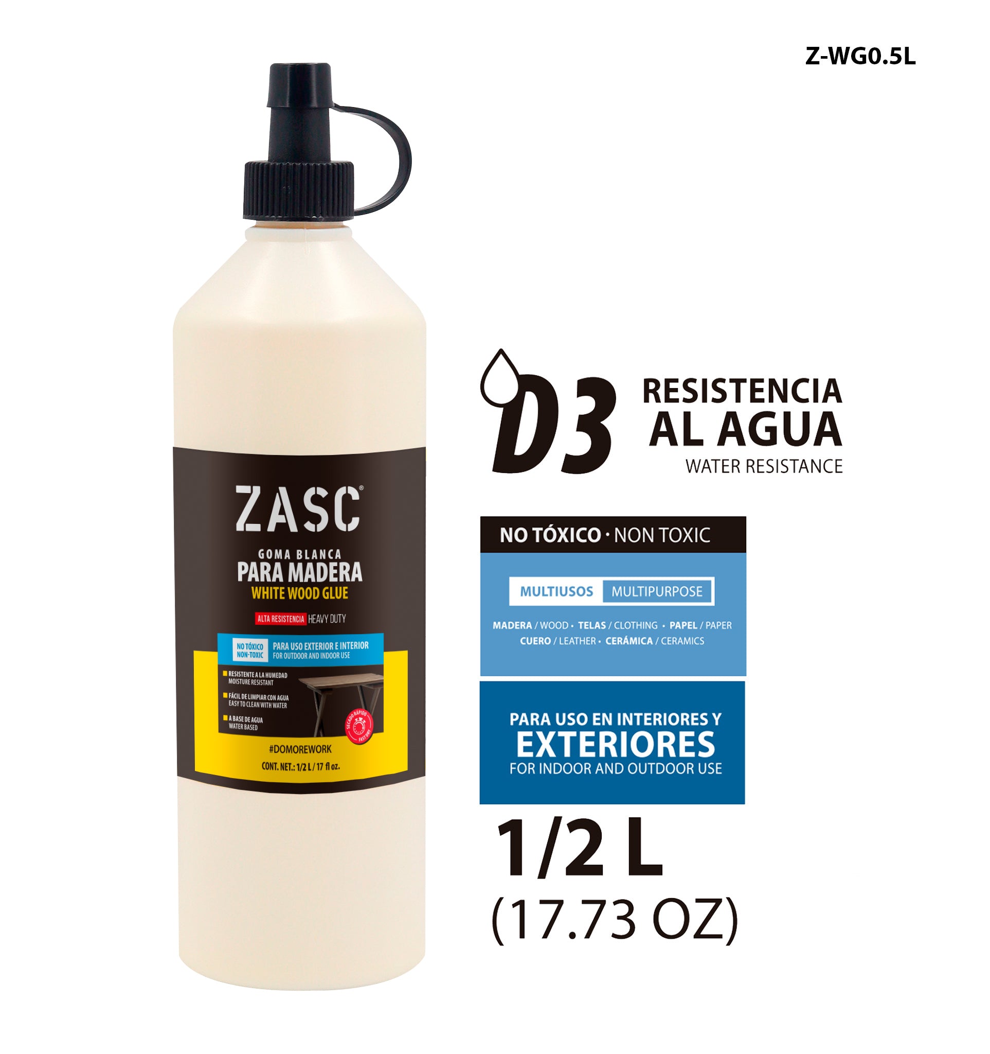 Goma Blanca para Madera 17.73 oz ZASC / Z-WG0.5L