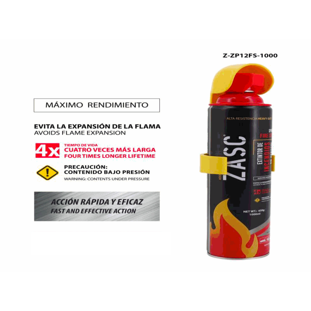 ZASC Fire Extinguisher Spray Can 1000ml, Heavy-Duty, Long Life, Rapid Action