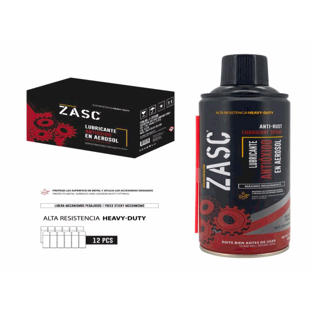 ZASC Heavy-Duty Aerosol Lubricant, Anti-Rust Protection, 12-Pack