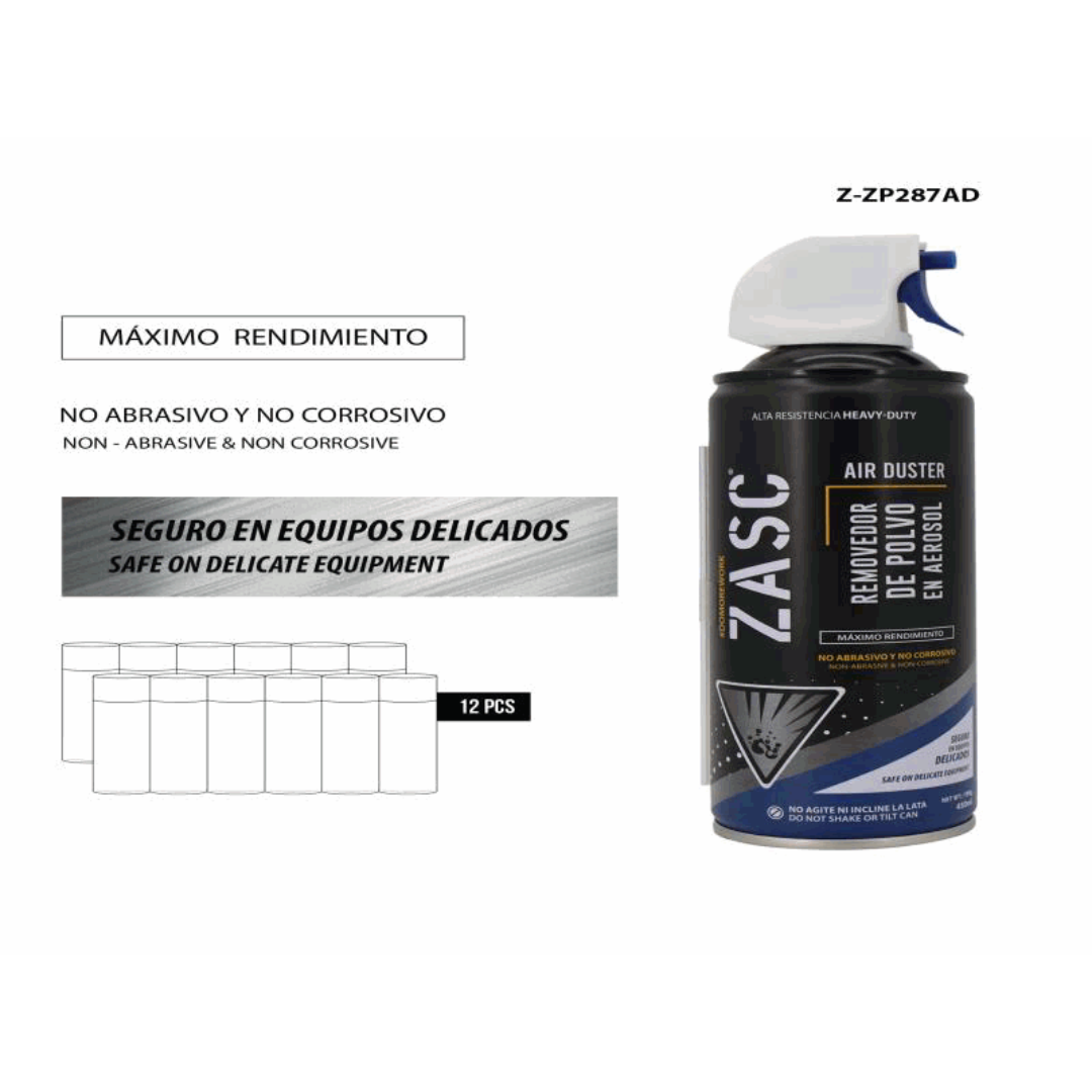 ZASC Air Duster Aerosol Spray | Non-Abrasive & Non-Corrosive | Safe for Delicate Equipment